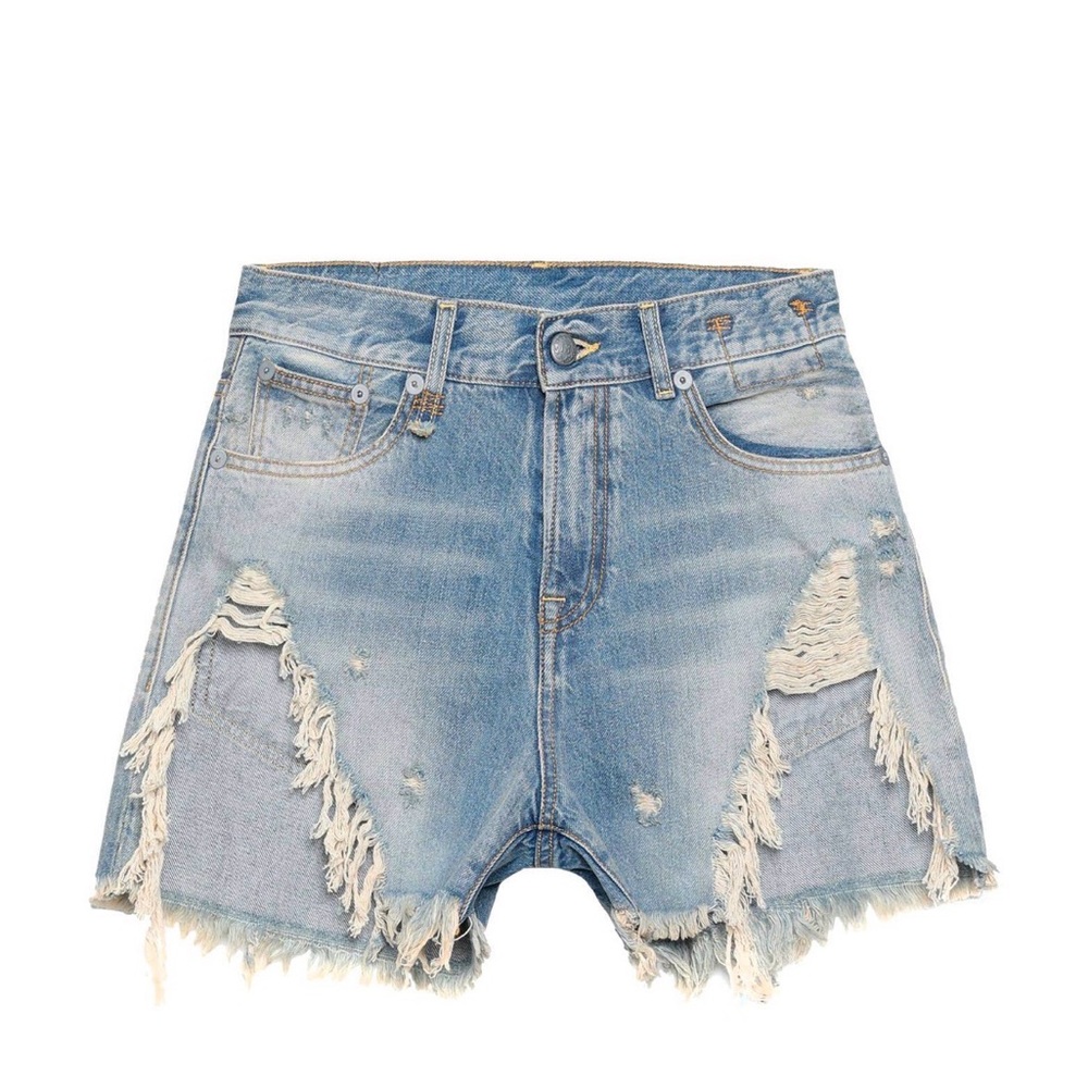 R13 Light Blue Distressed Jean Shorts